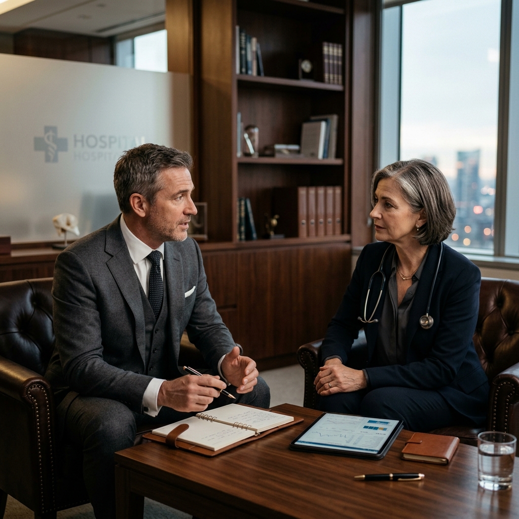 Consultant im Gespräch mit Arzt